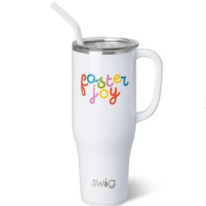 Swig Life Foster Joy' Design 40 oz Insulated Stainless Steel Cup with handle NWT